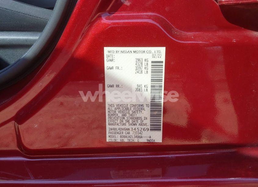 Photo 9 of 2022 Nissan Altima SV FWD (VIN 1N4BL4DV6NN345269)