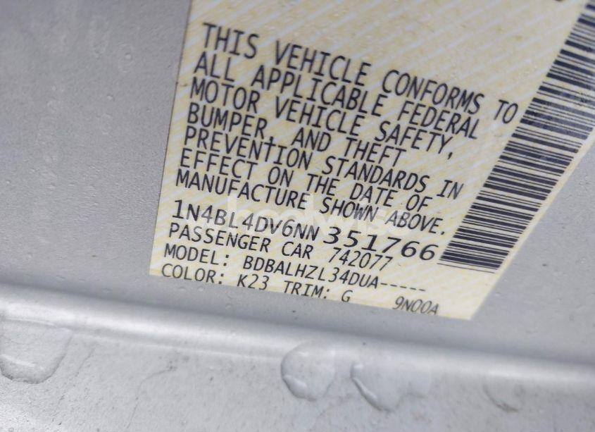 Photo 9 of 2022 Nissan Altima SV FWD (VIN 1N4BL4DV6NN351766)