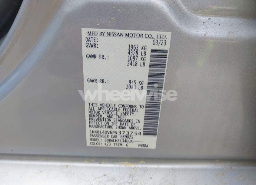 Photo 9 of 2023 Nissan Altima SV FWD (VIN 1N4BL4DV6PN373754)