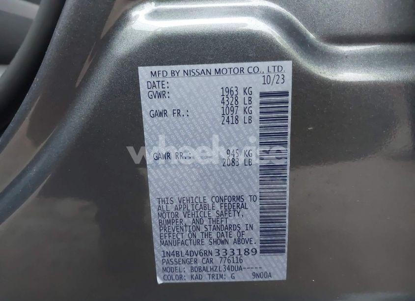 Photo 9 of 2024 Nissan Altima SV FWD (VIN 1N4BL4DV6RN333189)