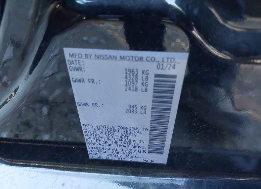 Photo 9 of 2024 Nissan Altima SV FWD (VIN 1N4BL4DV6RN377788)