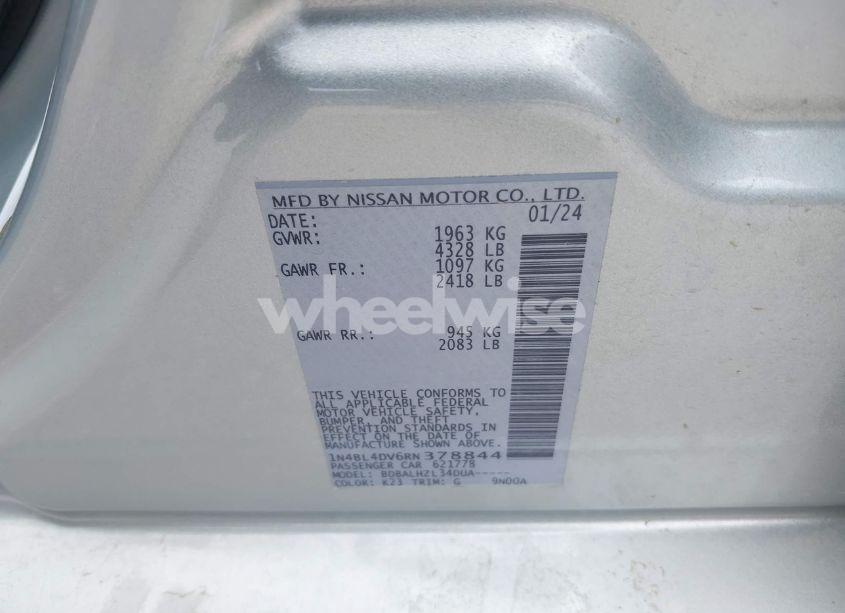 Photo 9 of 2024 Nissan Altima SV FWD (VIN 1N4BL4DV6RN378844)