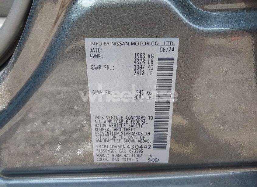 Photo 9 of 2024 Nissan Altima SV FWD (VIN 1N4BL4DV6RN430442)