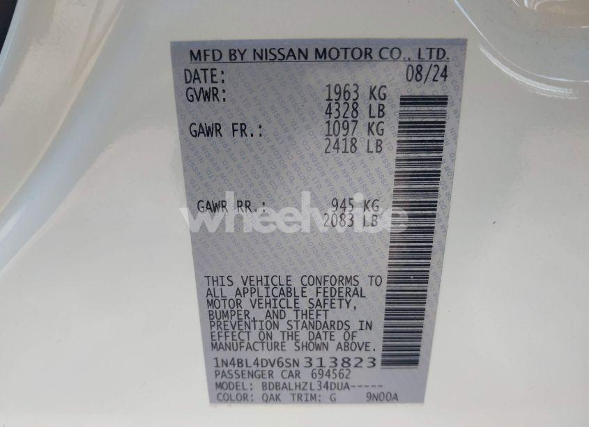 Photo 9 of 2025 Nissan Altima SV FWD (VIN 1N4BL4DV6SN313823)