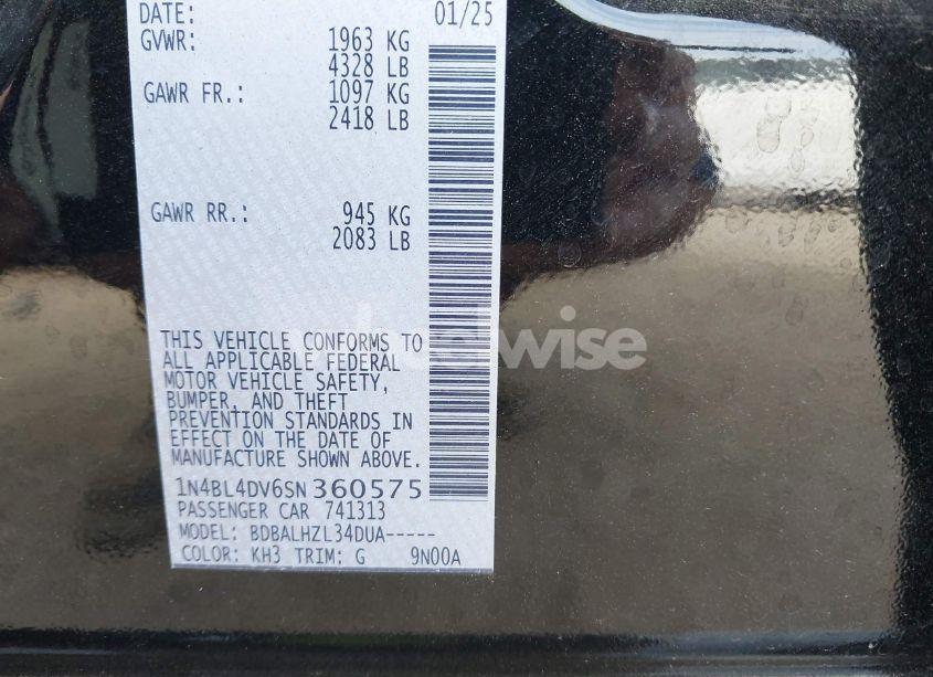 Photo 9 of 2025 Nissan Altima SV FWD (VIN 1N4BL4DV6SN360575)