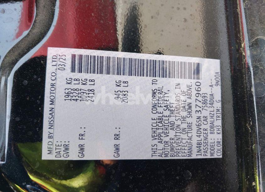 Photo 9 of 2025 Nissan Altima SV FWD (VIN 1N4BL4DV6SN377960)