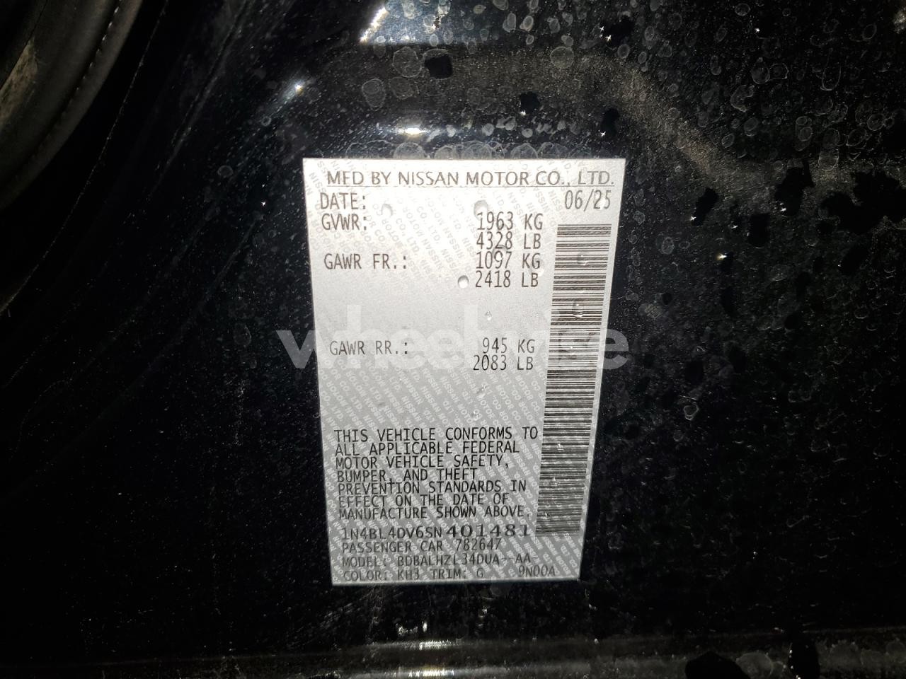 Photo 12 of 2025 NISSAN ALTIMA SV (VIN 1N4BL4DV6SN401481)