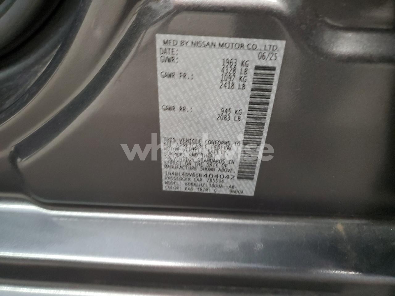 Photo 12 of 2025 NISSAN ALTIMA SV (VIN 1N4BL4DV6SN404042)