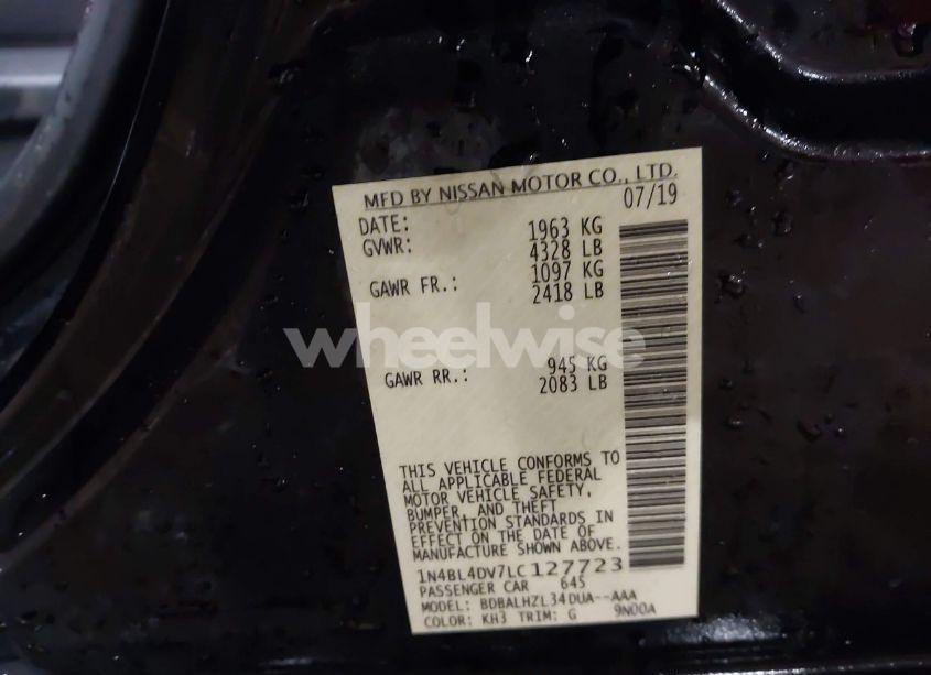 Photo 9 of 2020 Nissan Altima SV FWD (VIN 1N4BL4DV7LC127723)