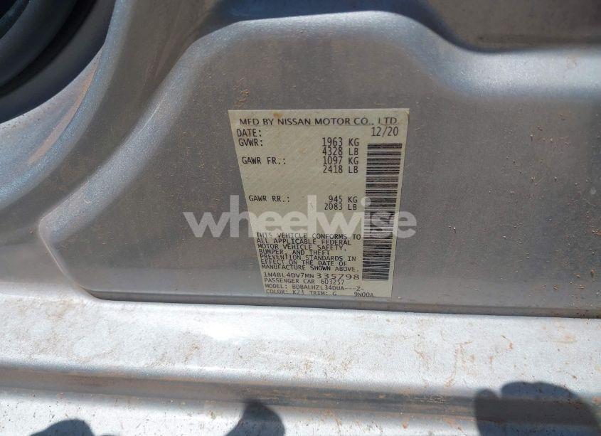 Photo 9 of 2021 Nissan Altima SV FWD (VIN 1N4BL4DV7MN335798)