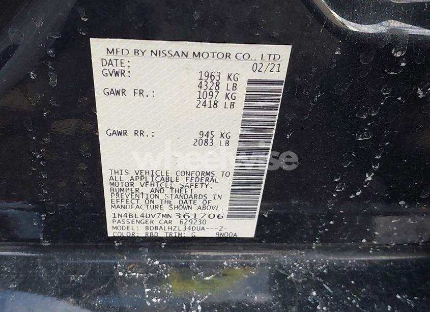 Photo 9 of 2021 Nissan Altima SV FWD (VIN 1N4BL4DV7MN361706)