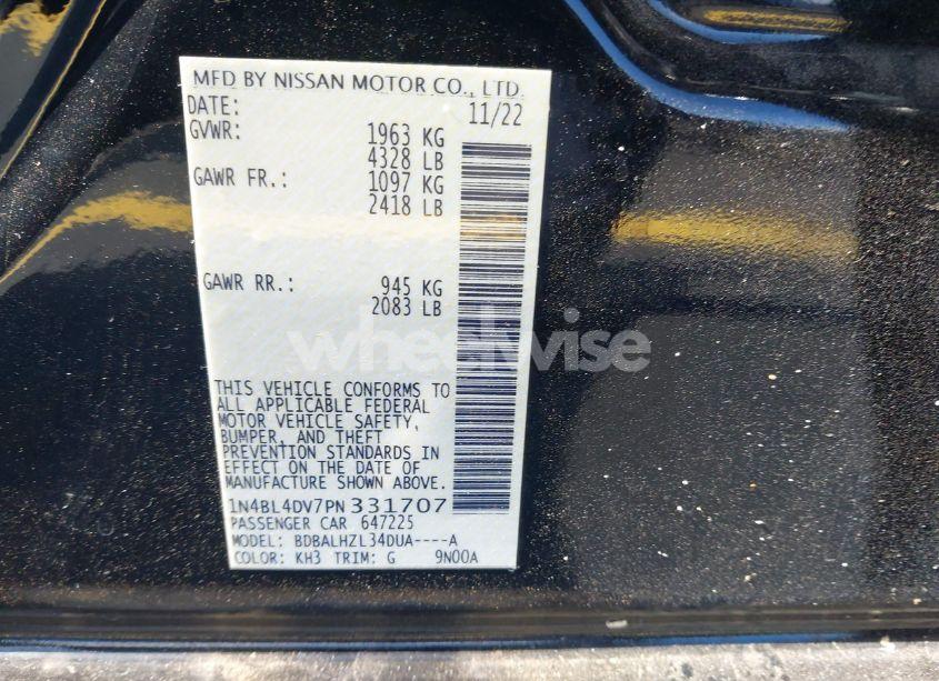 Photo 9 of 2023 Nissan Altima SV FWD (VIN 1N4BL4DV7PN331707)