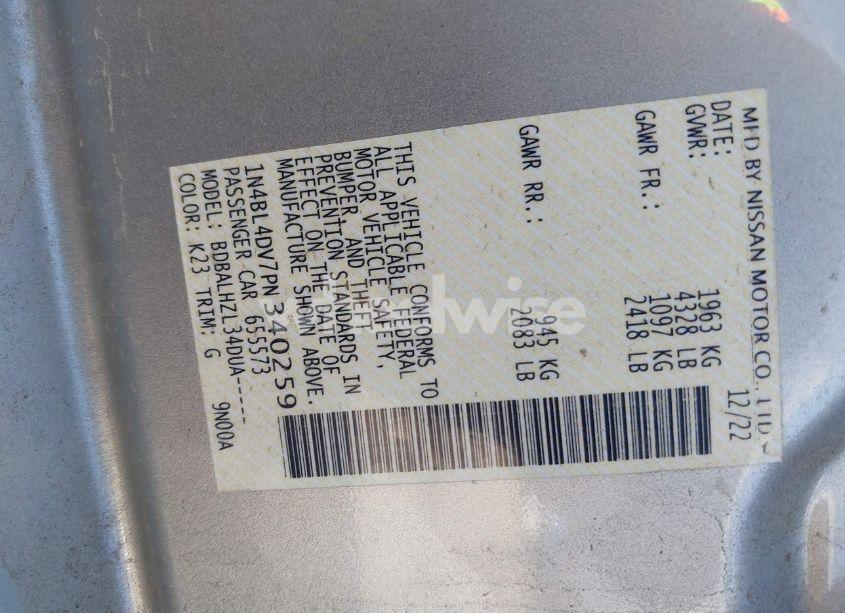 Photo 9 of 2023 Nissan Altima SV FWD (VIN 1N4BL4DV7PN340259)