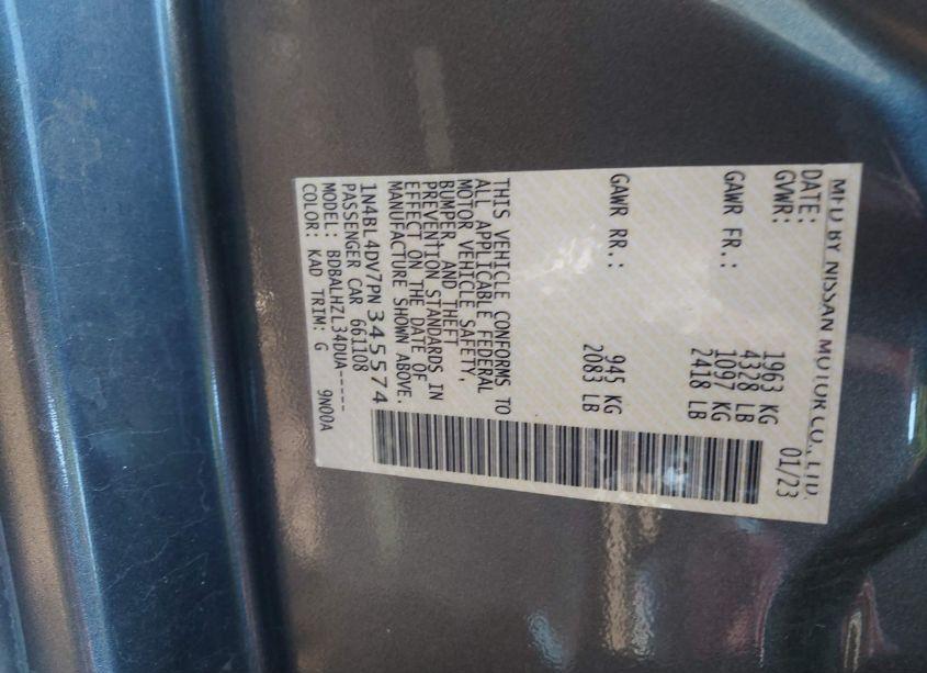 Photo 9 of 2023 Nissan Altima SV FWD (VIN 1N4BL4DV7PN345574)