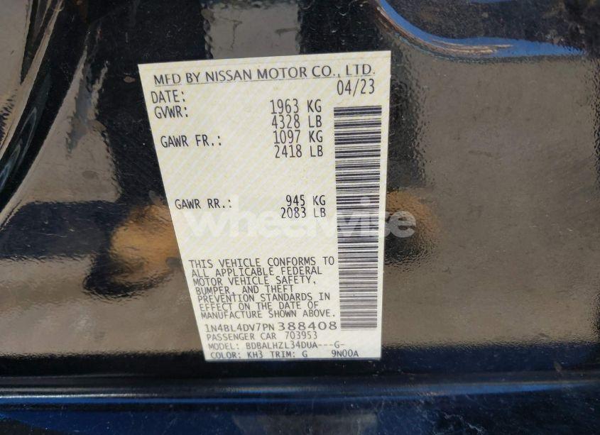 Photo 9 of 2023 Nissan Altima SV FWD (VIN 1N4BL4DV7PN388408)