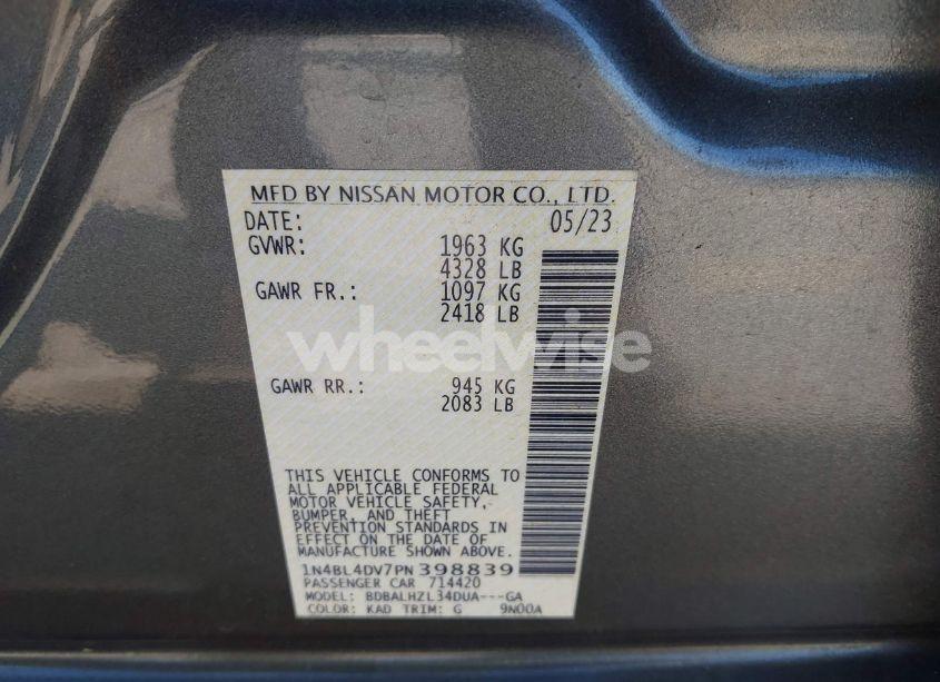 Photo 9 of 2023 Nissan Altima SV FWD (VIN 1N4BL4DV7PN398839)
