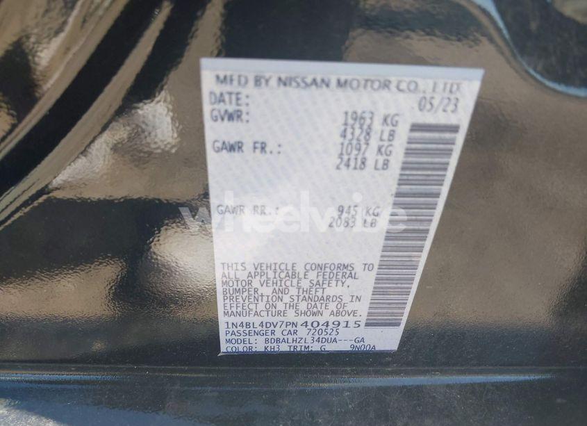 Photo 9 of 2023 Nissan Altima SV FWD (VIN 1N4BL4DV7PN404915)