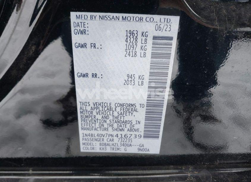 Photo 9 of 2023 Nissan Altima SV FWD (VIN 1N4BL4DV7PN416739)