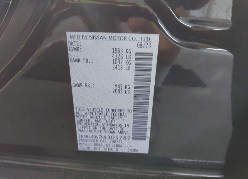 Photo 9 of 2024 Nissan Altima SV FWD (VIN 1N4BL4DV7RN305787)