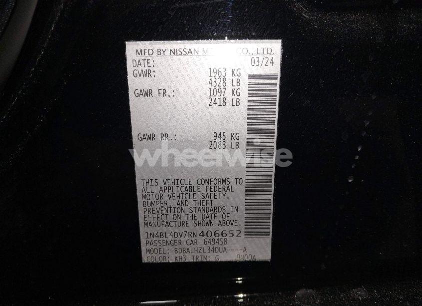 Photo 9 of 2024 Nissan Altima SV FWD (VIN 1N4BL4DV7RN406652)