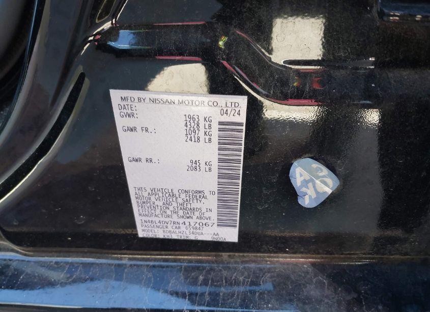 Photo 9 of 2024 Nissan Altima SV FWD (VIN 1N4BL4DV7RN417067)