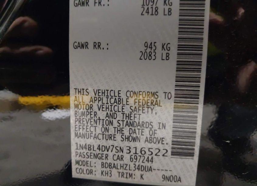 Photo 9 of 2025 Nissan Altima SV FWD (VIN 1N4BL4DV7SN316522)