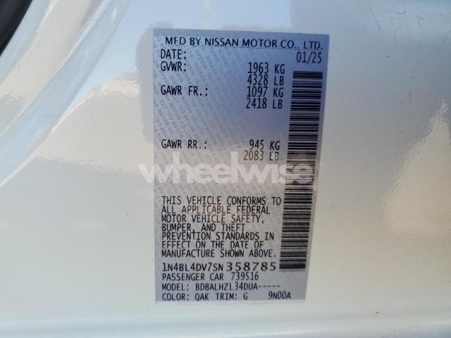 Photo 2 of 2025 NISSAN ALTIMA SV (VIN 1N4BL4DV7SN358785)