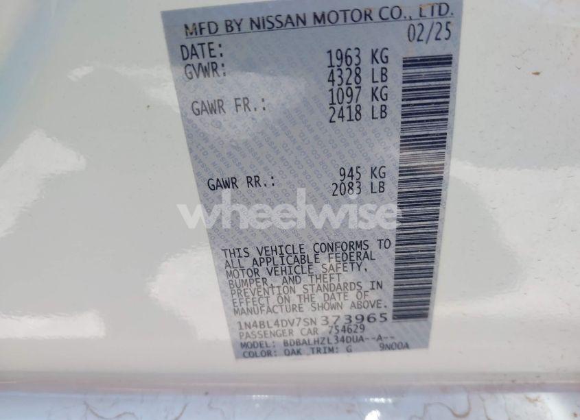 Photo 9 of 2025 Nissan Altima SV FWD (VIN 1N4BL4DV7SN373965)