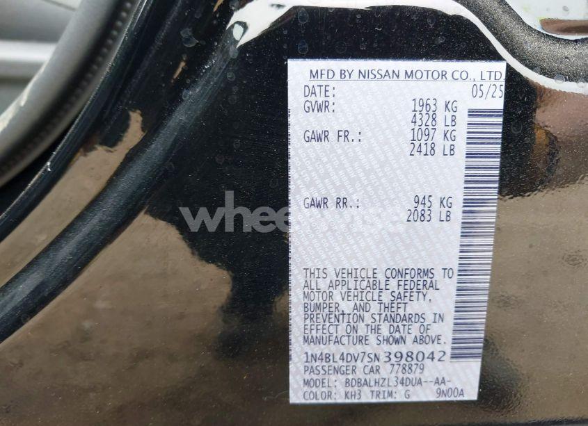 Photo 9 of 2025 Nissan Altima SV FWD (VIN 1N4BL4DV7SN398042)