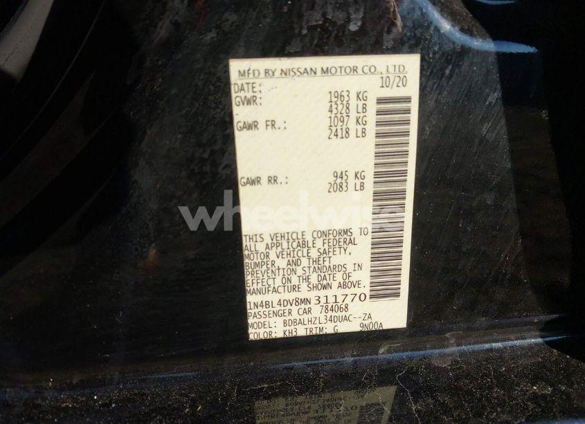 Photo 9 of 2021 Nissan Altima SV FWD (VIN 1N4BL4DV8MN311770)