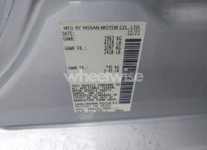 Photo 9 of 2022 Nissan Altima SV FWD (VIN 1N4BL4DV8NN305632)