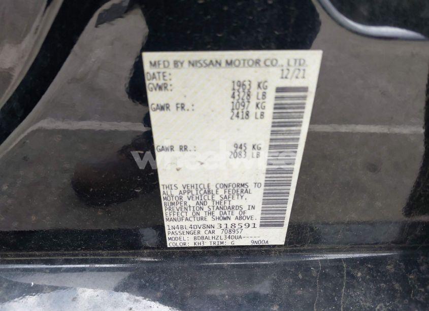 Photo 9 of 2022 Nissan Altima SV FWD (VIN 1N4BL4DV8NN318591)