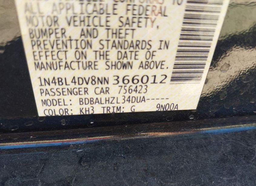 Photo 9 of 2022 Nissan Altima SV FWD (VIN 1N4BL4DV8NN366012)