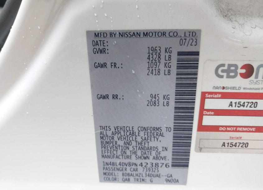 Photo 9 of 2023 Nissan Altima SV FWD (VIN 1N4BL4DV8PN423876)