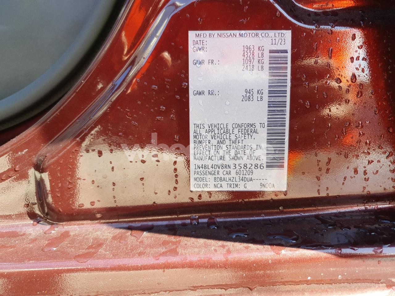 Photo 12 of 2024 NISSAN ALTIMA SV (VIN 1N4BL4DV8RN358286)