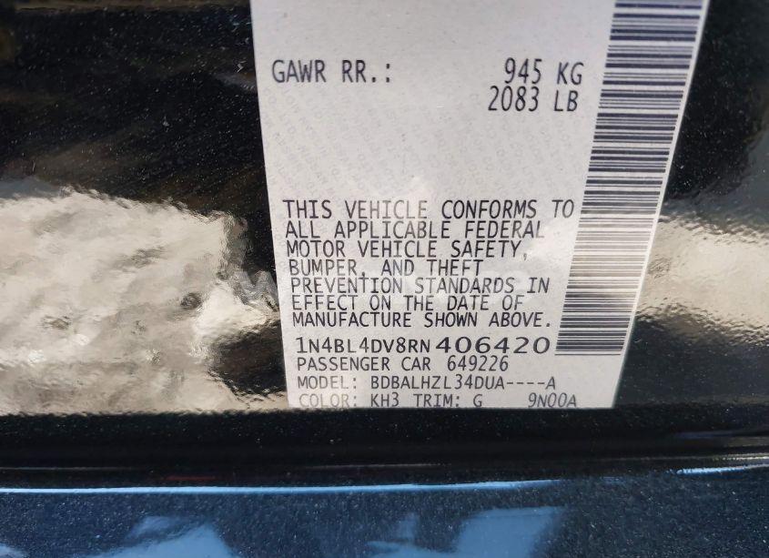 Photo 9 of 2024 Nissan Altima SV FWD (VIN 1N4BL4DV8RN406420)