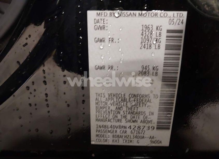 Photo 9 of 2024 Nissan Altima SV FWD (VIN 1N4BL4DV8RN428739)