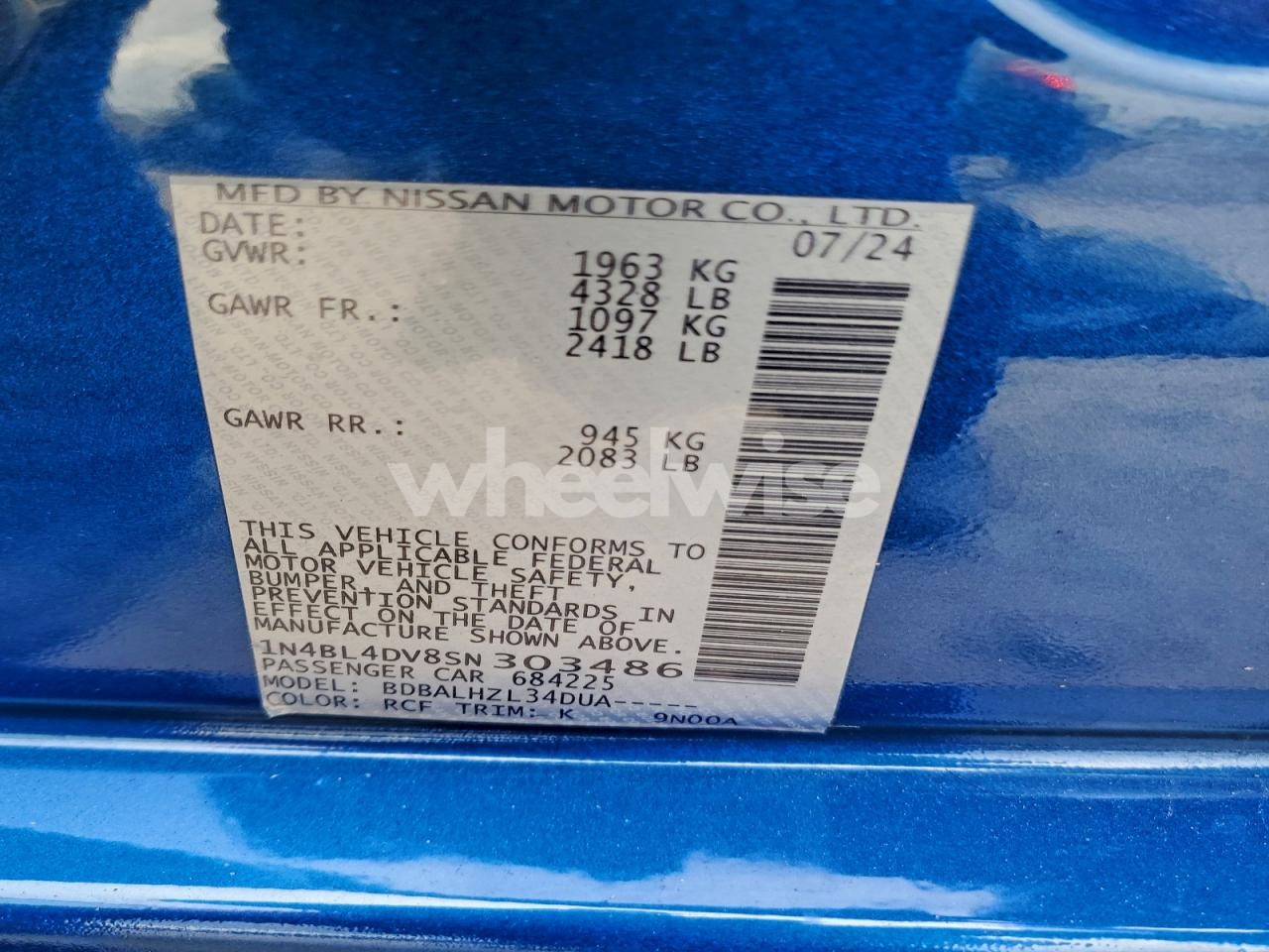 Photo 12 of 2025 NISSAN ALTIMA SV (VIN 1N4BL4DV8SN303486)