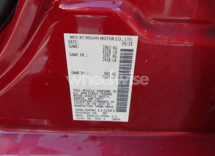 Photo 9 of 2019 Nissan Altima 2.5 SV (VIN 1N4BL4DV9KC115085)