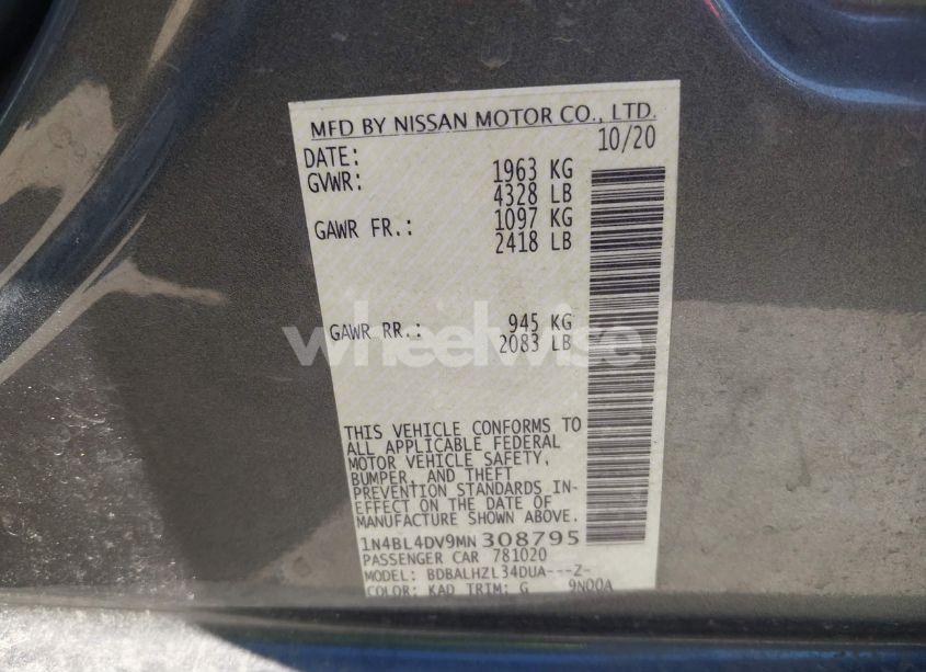 Photo 9 of 2021 Nissan Altima SV FWD (VIN 1N4BL4DV9MN308795)