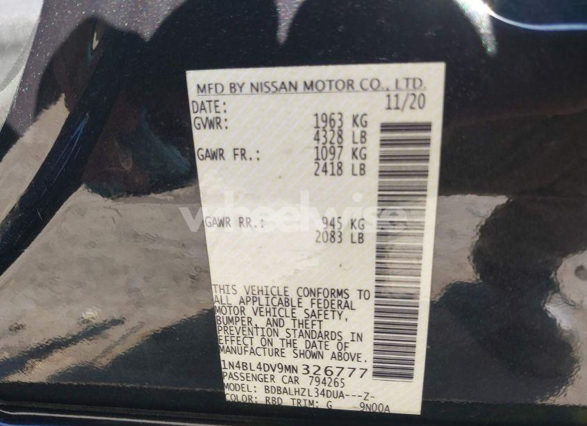 Photo 9 of 2021 Nissan Altima SV FWD (VIN 1N4BL4DV9MN326777)