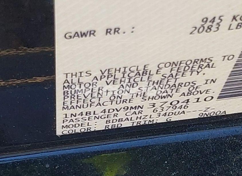 Photo 9 of 2021 Nissan Altima SV FWD (VIN 1N4BL4DV9MN370410)