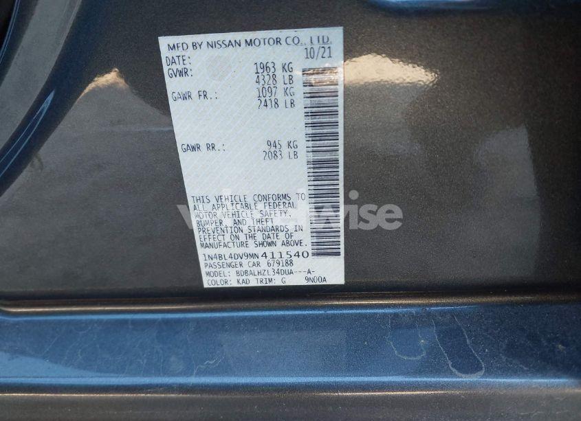 Photo 9 of 2021 Nissan Altima SV FWD (VIN 1N4BL4DV9MN411540)