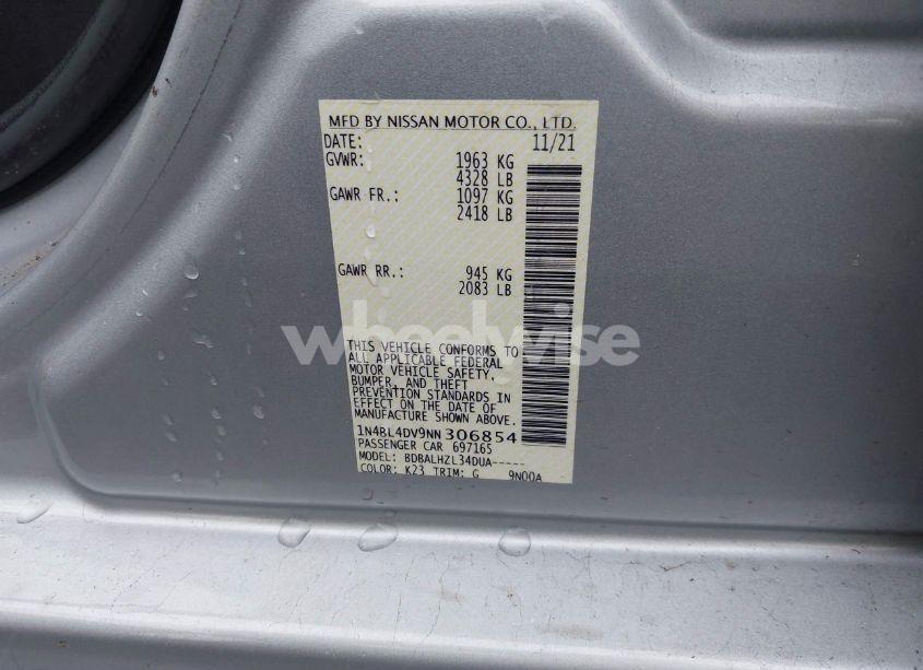 Photo 9 of 2022 Nissan Altima SV FWD (VIN 1N4BL4DV9NN306854)