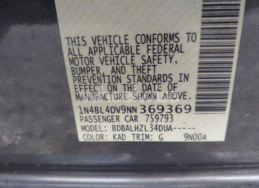 Photo 9 of 2022 Nissan Altima SV FWD (VIN 1N4BL4DV9NN369369)