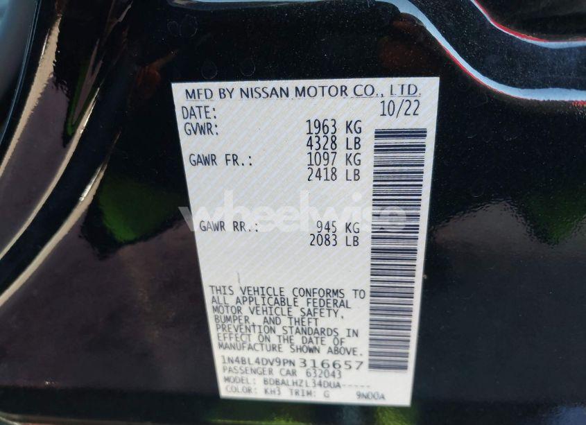 Photo 9 of 2023 Nissan Altima SV FWD (VIN 1N4BL4DV9PN316657)