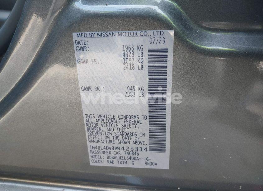 Photo 9 of 2023 Nissan Altima SV FWD (VIN 1N4BL4DV9PN425314)