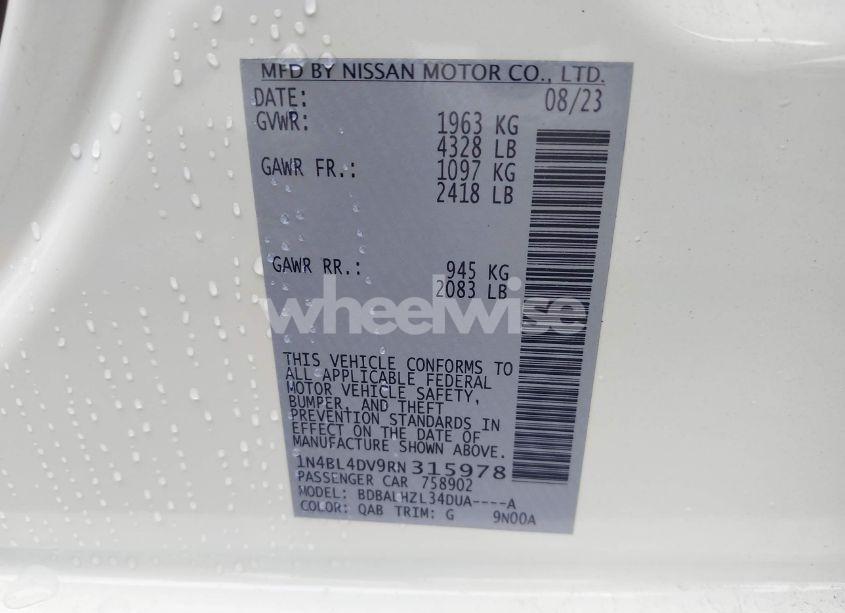 Photo 9 of 2024 Nissan Altima SV FWD (VIN 1N4BL4DV9RN315978)