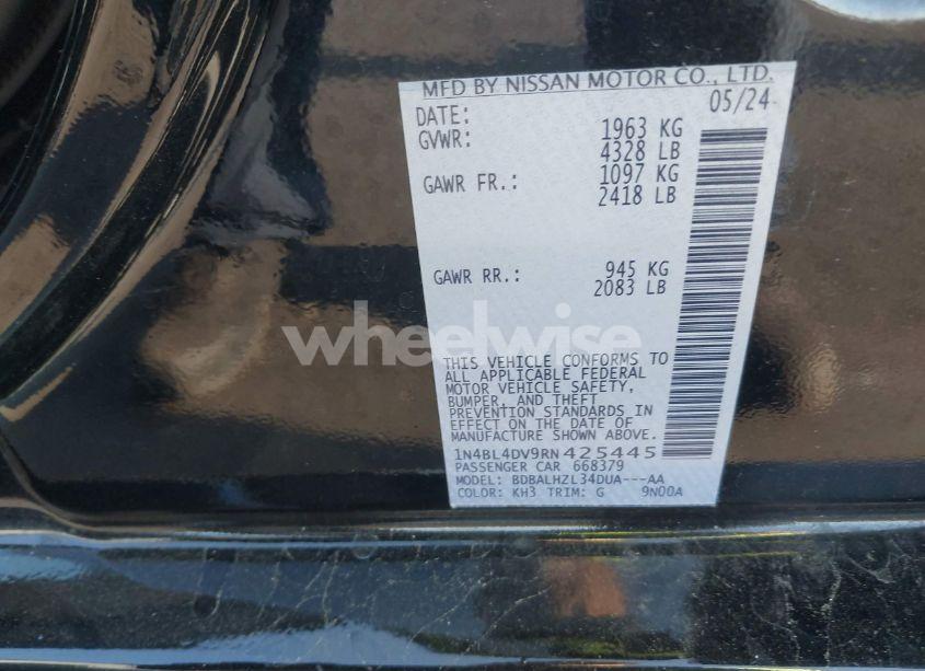 Photo 9 of 2024 Nissan Altima SV FWD (VIN 1N4BL4DV9RN425445)