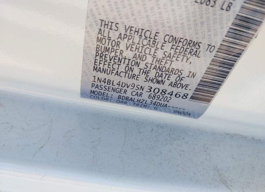 Photo 9 of 2025 Nissan Altima SV FWD (VIN 1N4BL4DV9SN308468)